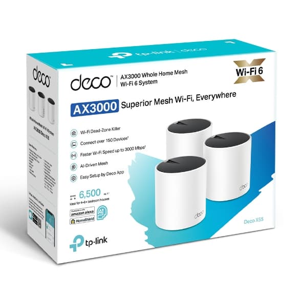 TP-Link Deco X55 Wi-Fi 6 AX3000 Mesh System 3-Pack - 3