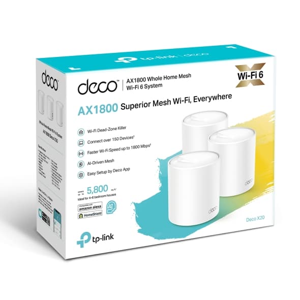 TP-Link Deco X20 Wi-Fi 6 AX1800 Mesh System 3-Pack - 3