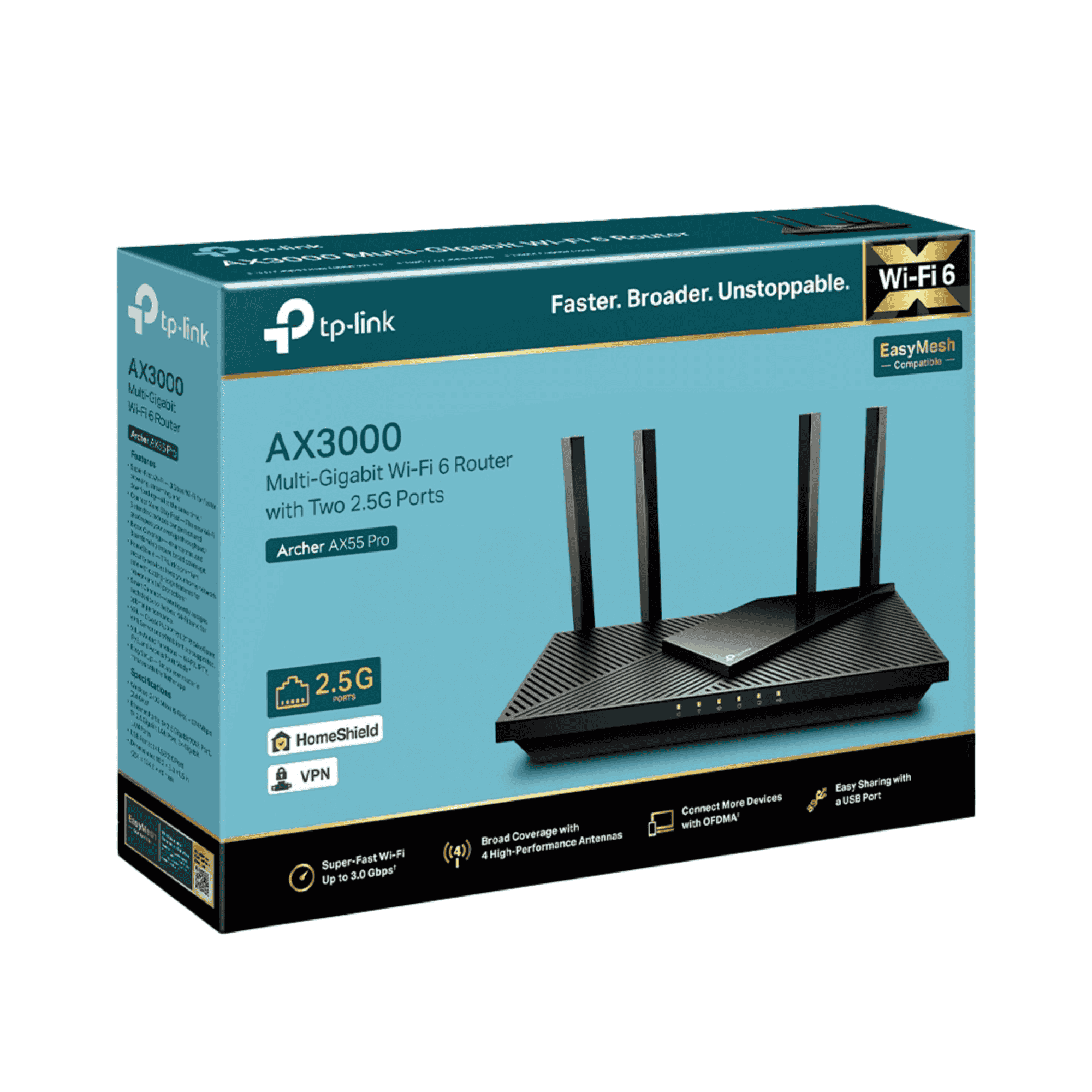TP-Link Archer AX55 Pro AX3000 Wi-Fi 6 Router - 3