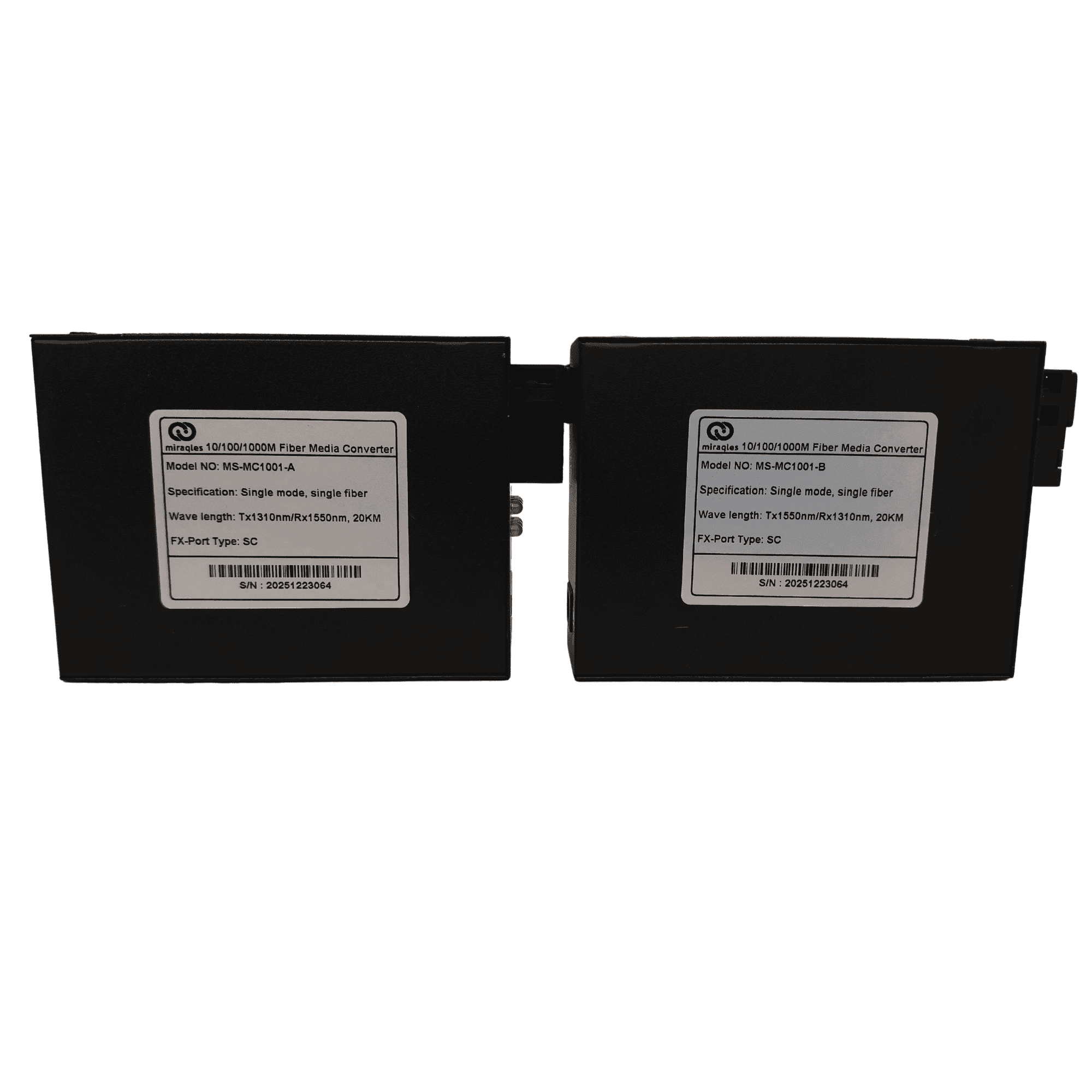 Miraqles MS-MC1001-A / MS-MC1001-B 10/100/1000M Single Fiber Media Converter (Pair) - 3