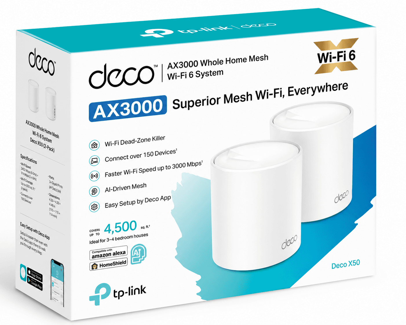 TP-Link Deco X50 Wi-Fi 6 AX3000 Mesh System 2-Pack - 3