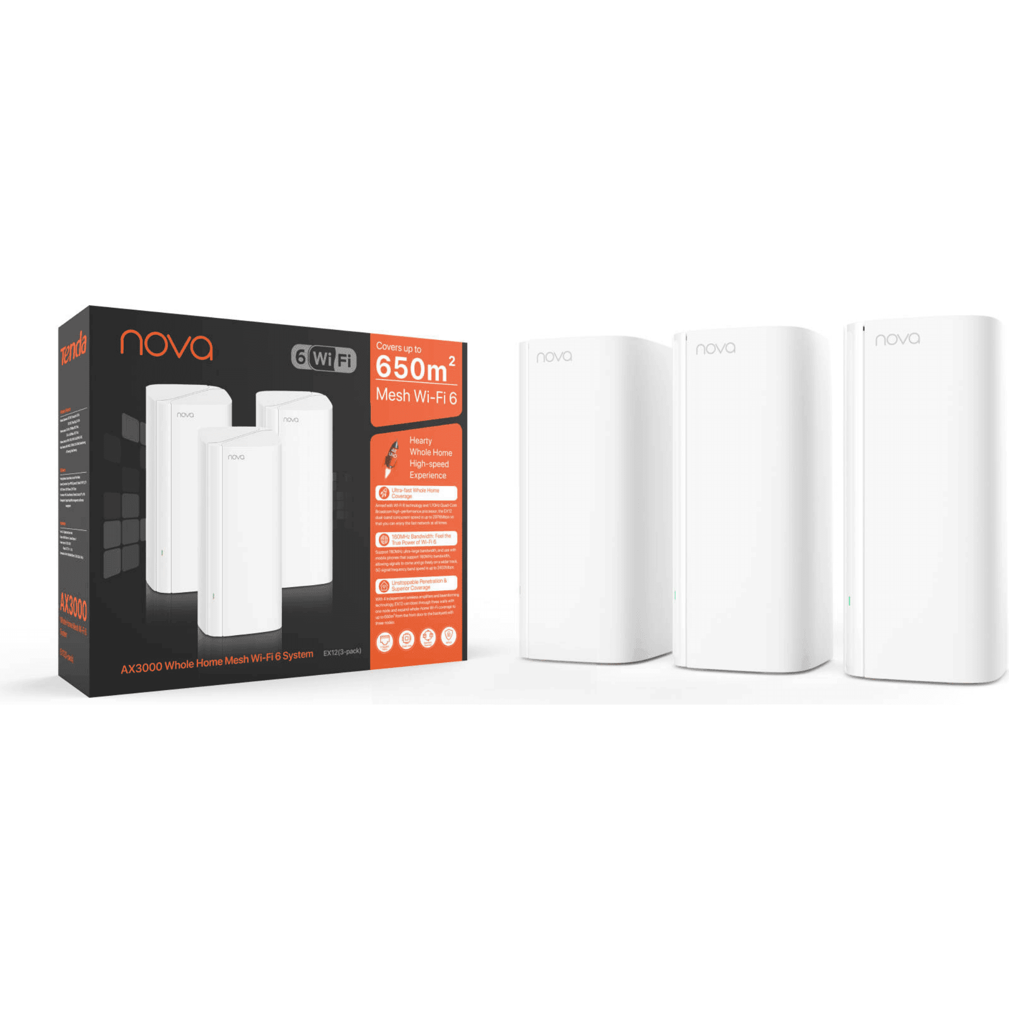 Tenda EX12 AX3000 Whole Home Mesh Wi-Fi 6 System 3-Pack