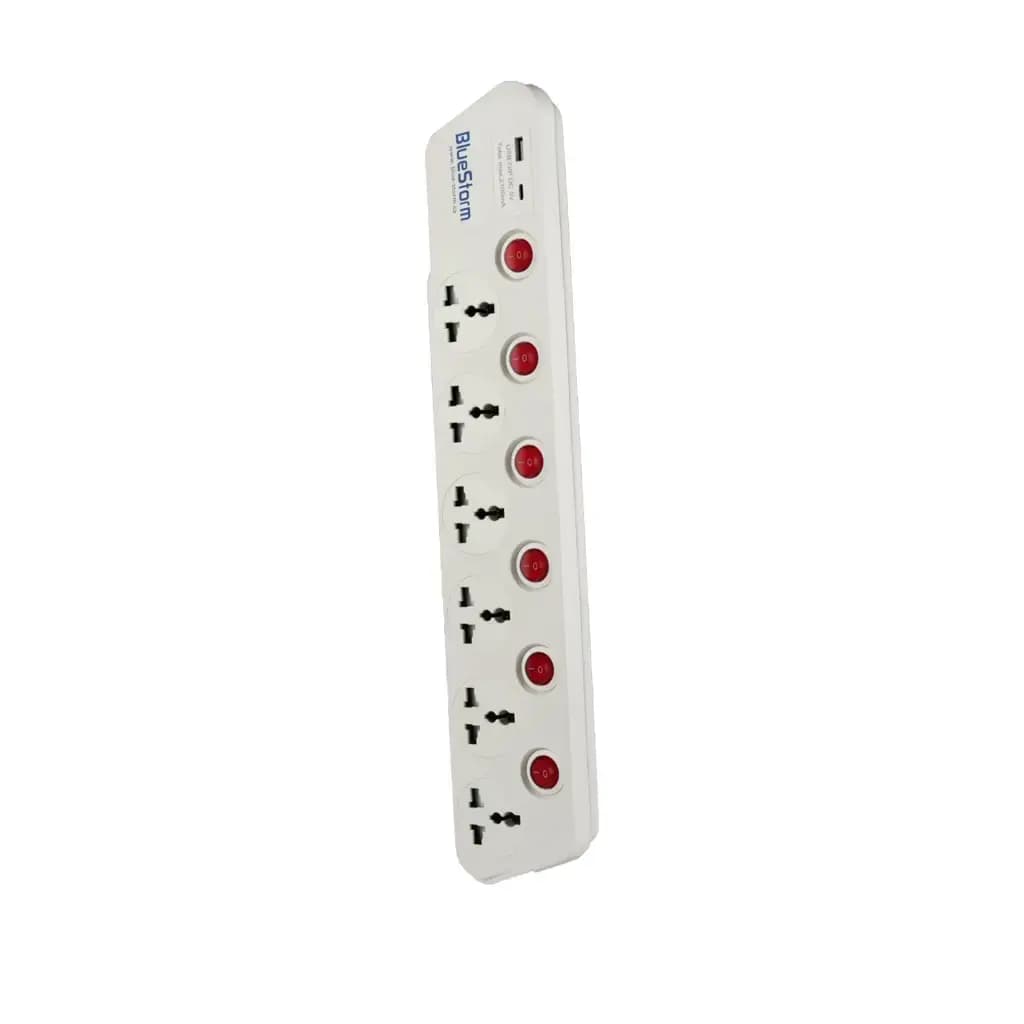 BlueStorm Power Strip 3M With 6 WAY 1 USB and 1 USB-C