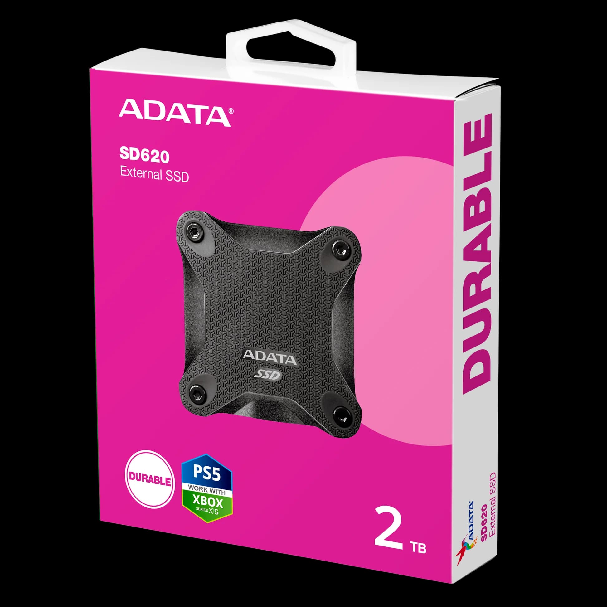 ADATA SD620 2TB Rugged External SSD – USB 3.2 Gen 2, Up to 550/480MB/s, 1.22m Shock Resistant