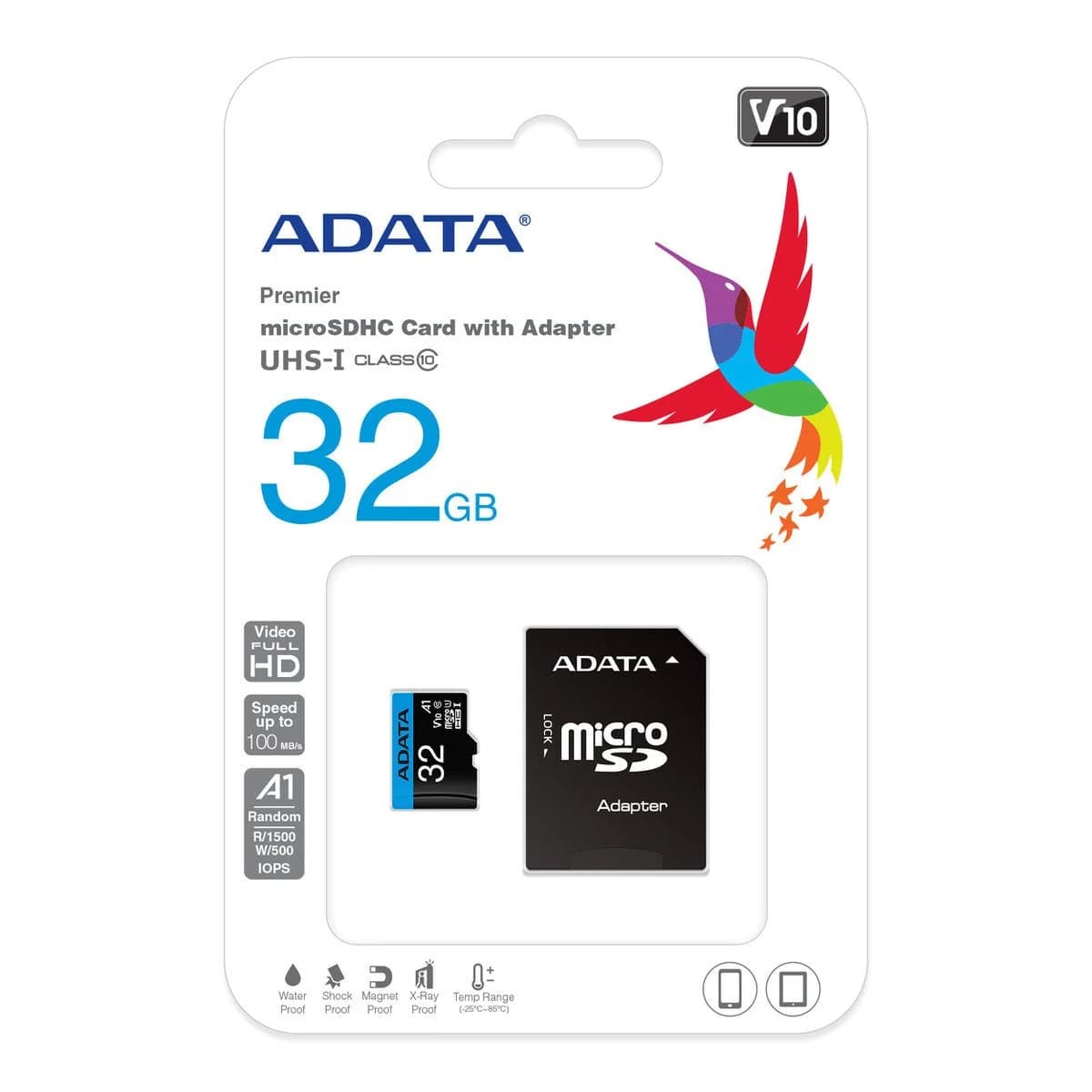 ADATA Premier 32GB microSDHC UHS-I Class 10 V10 A1 Memory Card with SD Adapter