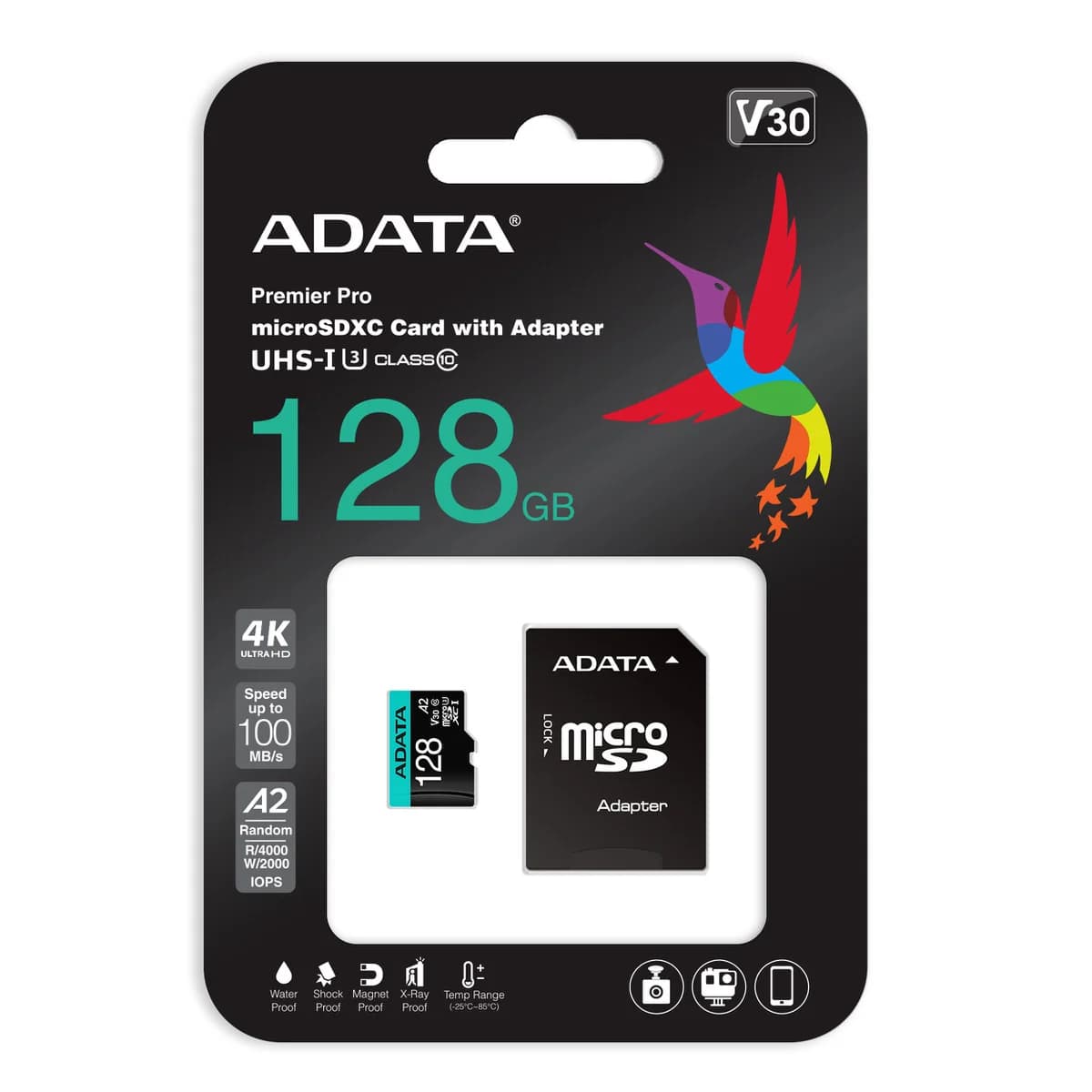 ADATA Premier Pro 128GB microSDXC UHS-I U3 V30 Memory Card with SD Adapter