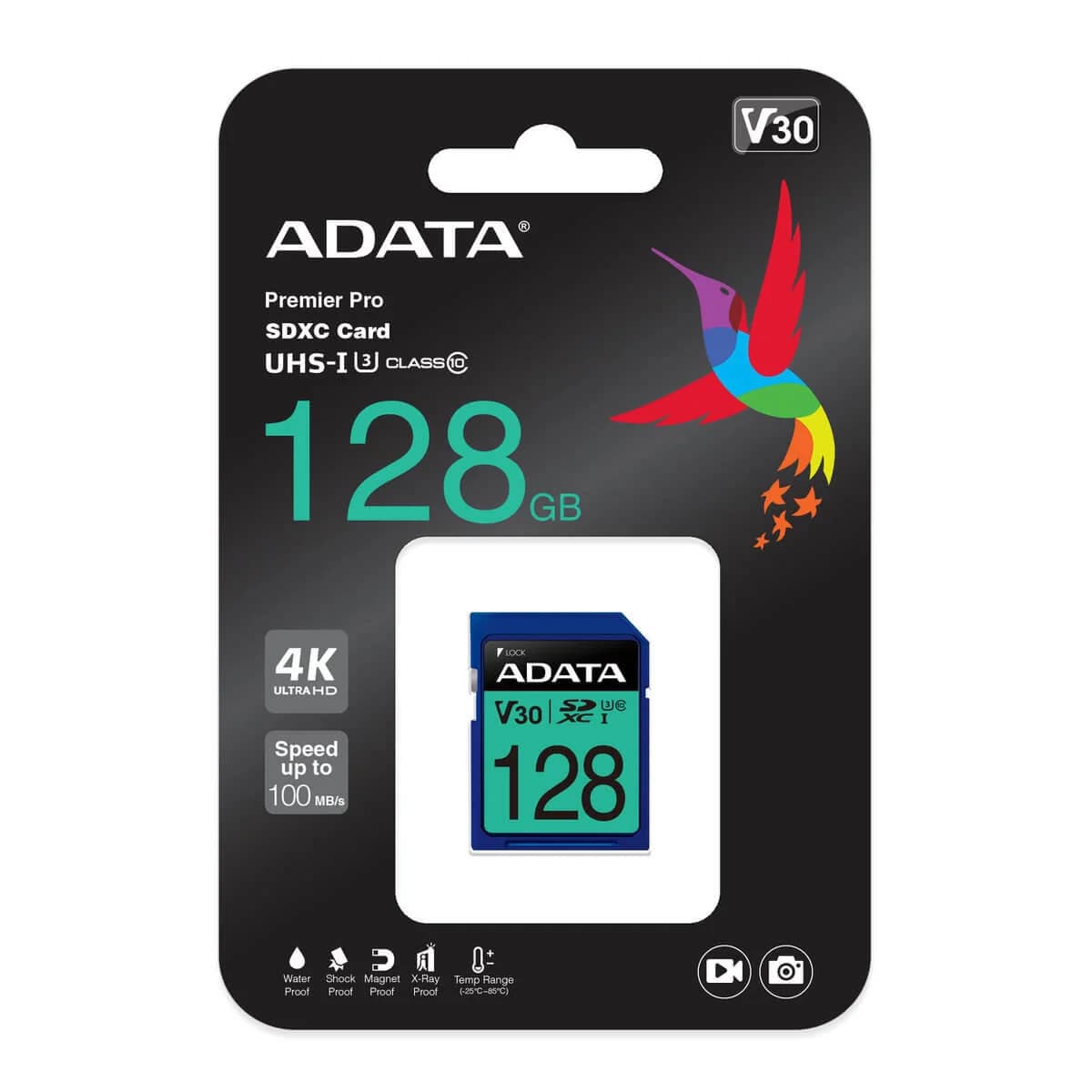 ADATA Premier Pro 128GB SDXC UHS-I U3 V30 Memory Card