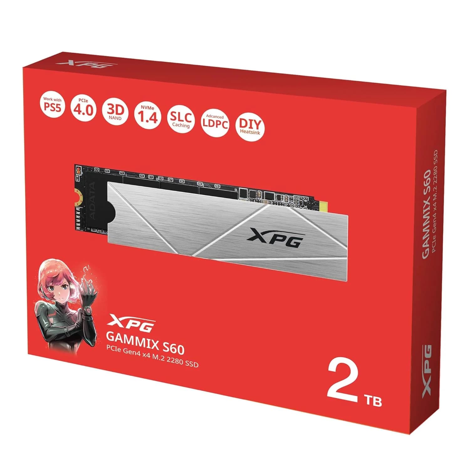 XPG GAMMIX S60 2TB NVMe M.2 PCIe Gen4 x4 SSD with Heatsink – Up to 5000MB/s Read