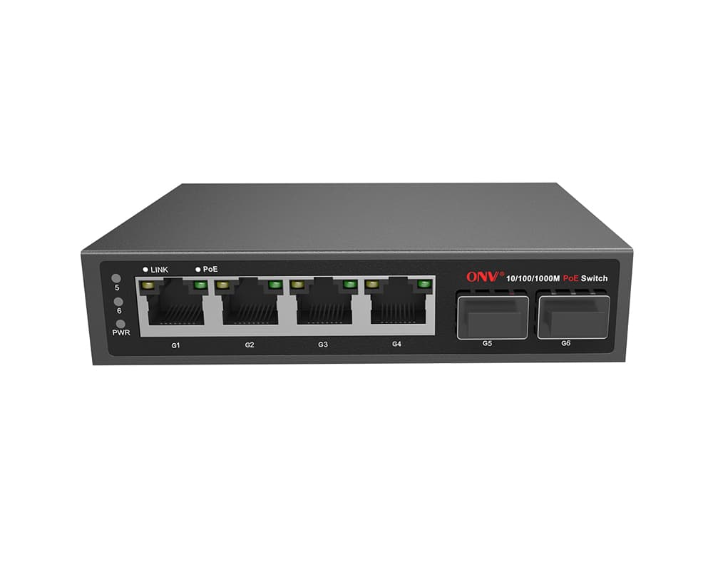 ONV 6-Port Full Gigabit PoE Fiber Switch – ONV-POE33064PF
