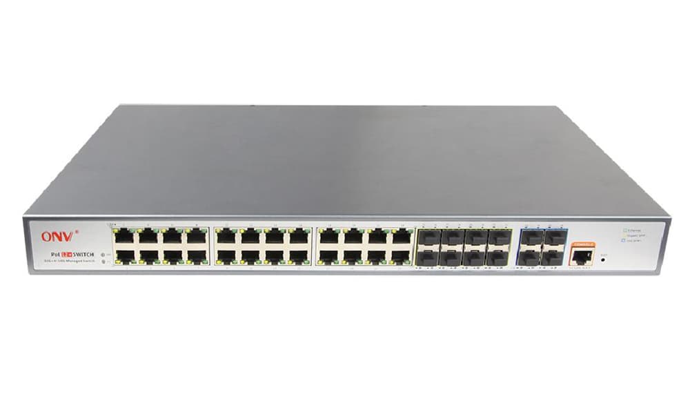 ONV 12-Port Full Gigabit PoE Fiber Switch – ONV-POE33128PF-at